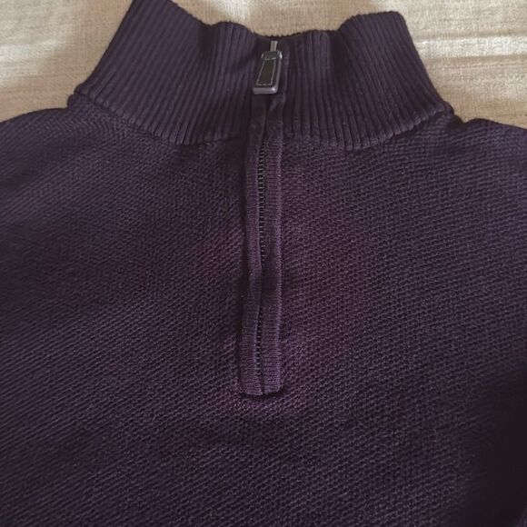 Tailorbyrd Mens Luxe 1/4 Zip Mock Neck Pullover  Burgundy Sweater. Size Large. - Picture 2 of 8